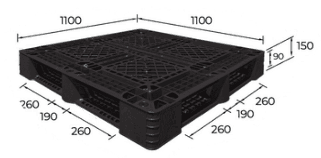 Pallet nhựa GC-P09, kích thước 1100 × 1100 × 150 mm